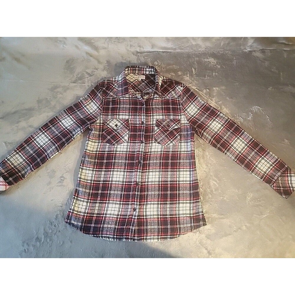 Ci Sono Shirt Women Large Muticolor sleeve Plaid  Elbow Patches Brown Western